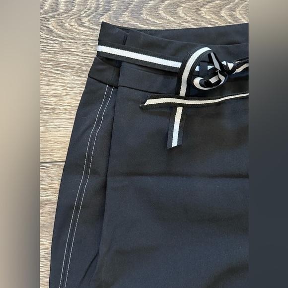 Bianca Nygard  SZ 12 Black Pants Office straight leg with belt, black and white - Picture 2 of 6